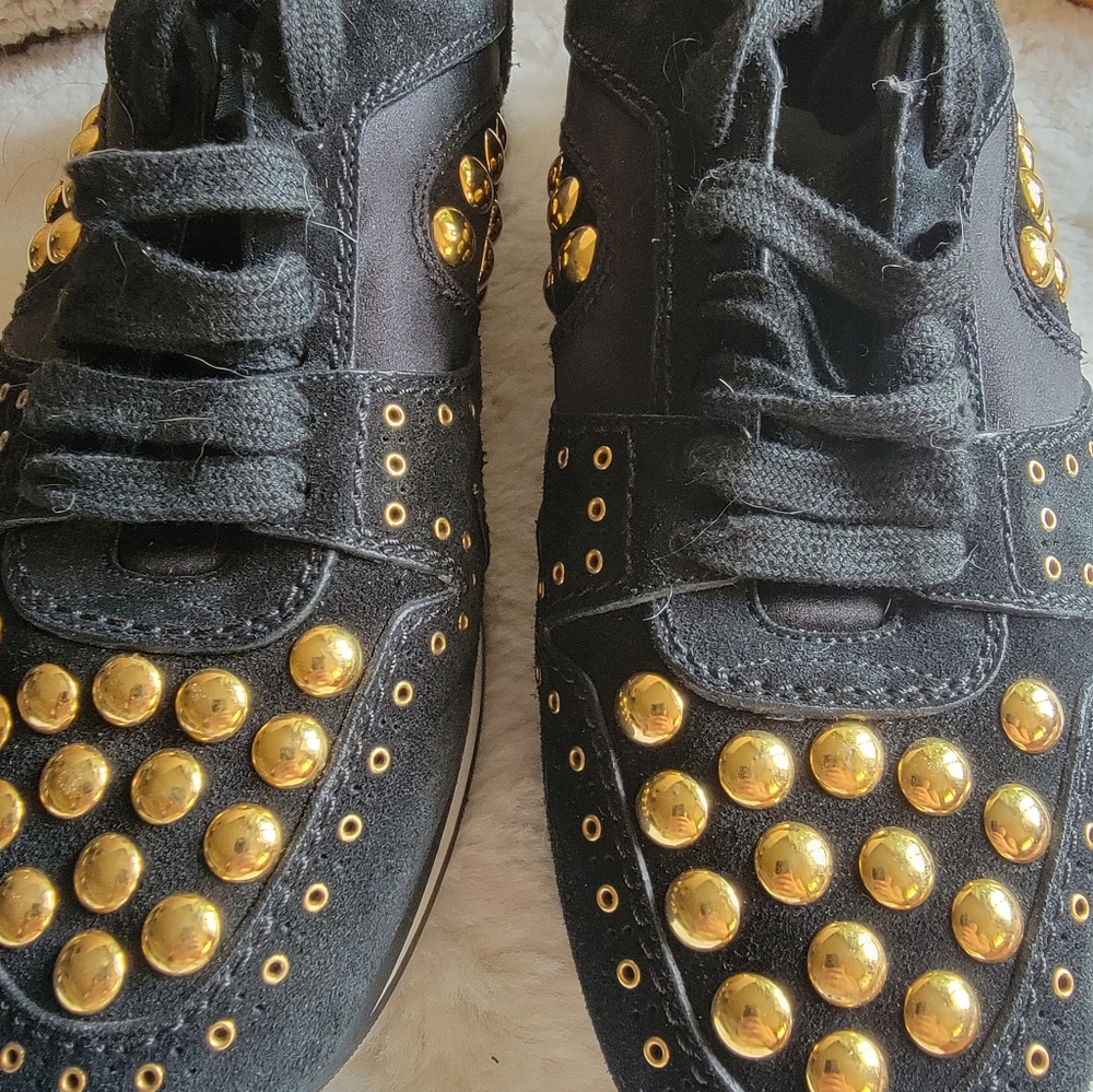 Designer Burberry Gold Studded Sneaker - Picture 2 of 5